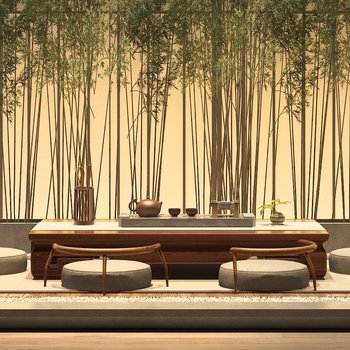 新中式禅意茶室桌椅组合3d模型