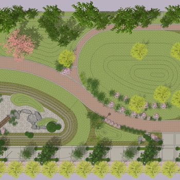 现代街角公园su模型
