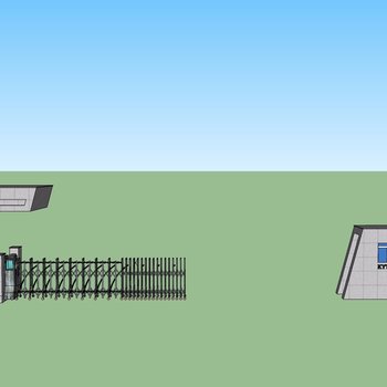 原创展示区工厂大门入口岗亭保安亭su模型