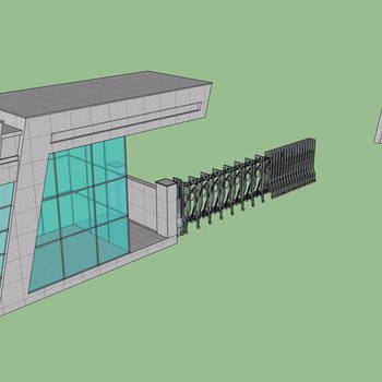 原创展示区工厂大门入口岗亭保安亭su模型