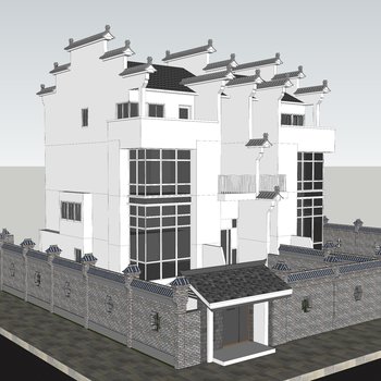 徽派建筑su模型[模型id:19594]