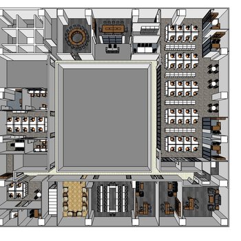 办公室鸟瞰图su模型