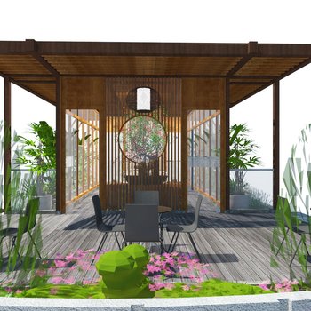 新中式屋顶花园庭院景观