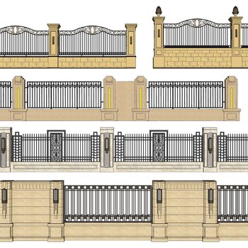 欧式围墙栏杆-sketchup模型_sketchup模型库_建e室内!