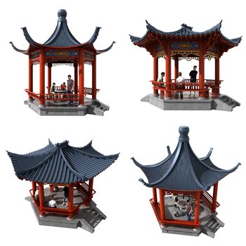 中式六角凉亭古建亭子