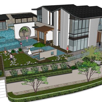 现代中式建筑景观