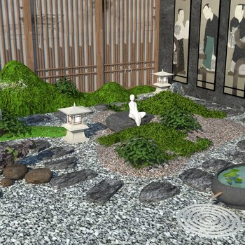 日式禅意小景-sketchup模型_sketchup模型库_建e室内!