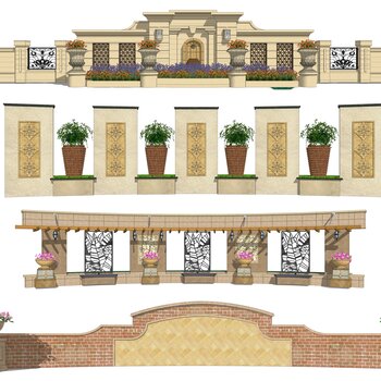 欧式景观墙-sketchup模型_sketchup模型库_建e室内设计网!