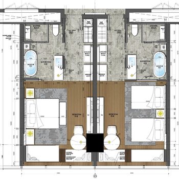 bld设计酒店客房|cad18个平面图(公区 客房) 设计方案