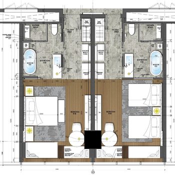 酒店客房|cad18个平面图(公区 客房) 设计方案pdf 效果图|327m [图纸