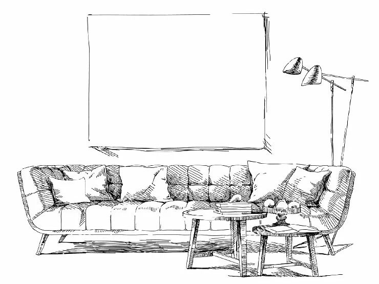 家具组合场景室内设计手绘分享!