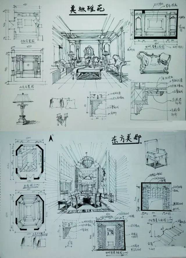 室内设计手绘马克笔上色分析图解