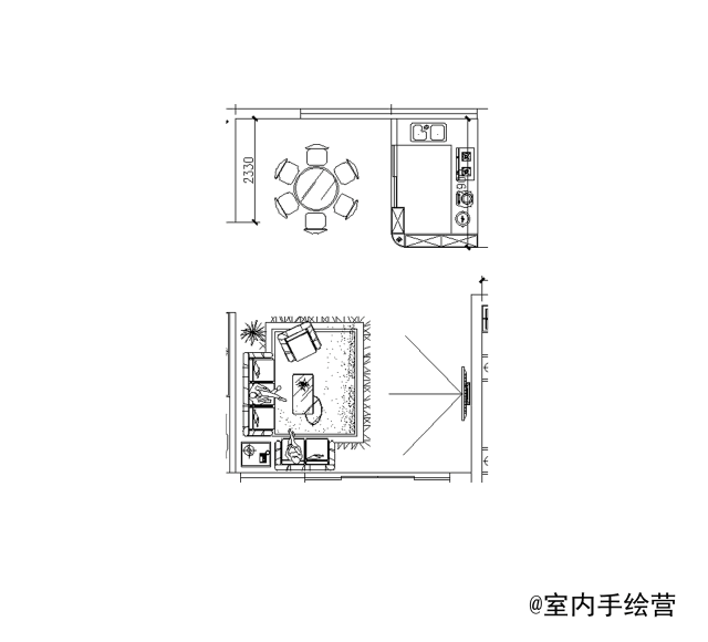 手绘复式楼空间方案技法表现