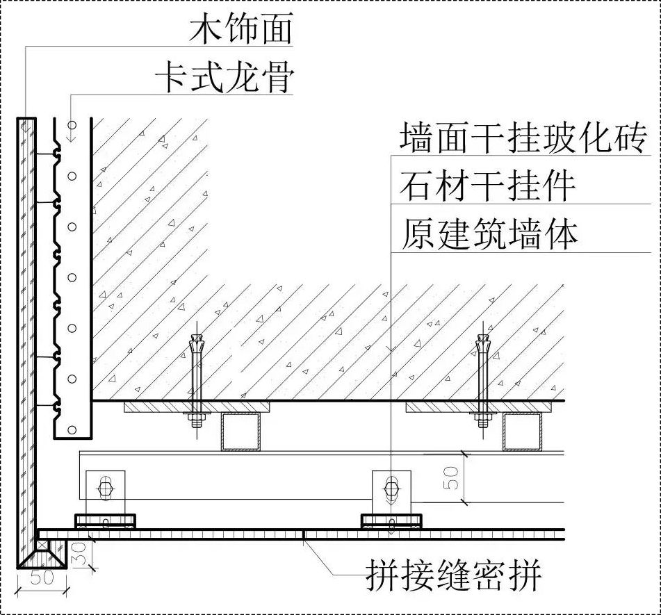 墙砖与木饰面相接工艺做法