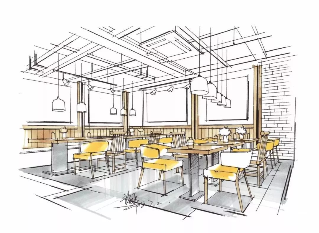 西餐厅手绘表现|空间|家装设计|刘勇手绘 - 原创作品 - 站酷 (ZCOOL)