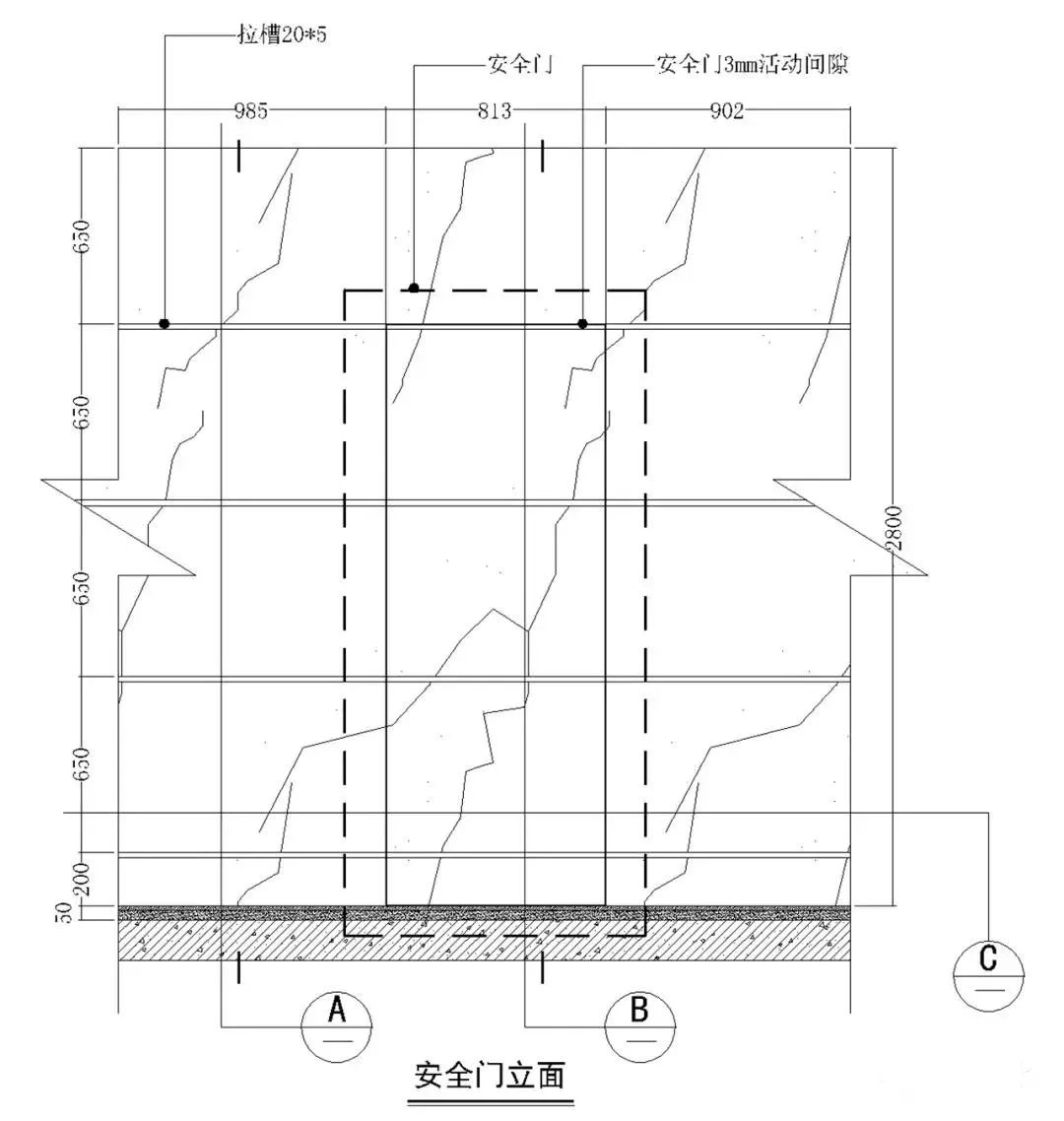 暗门(也叫隐形门)从表面上整体是用石材覆盖而达到空间的材质统一的