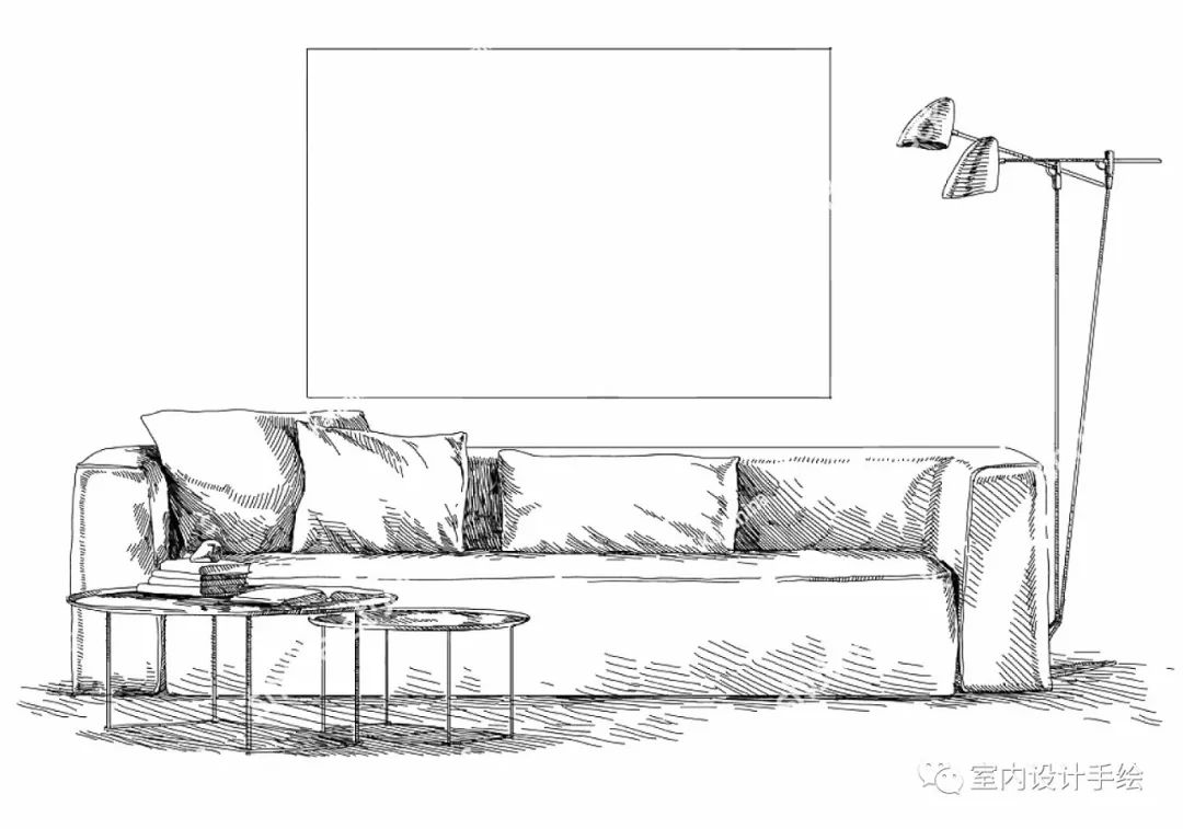 家具组合场景室内设计手绘分享!