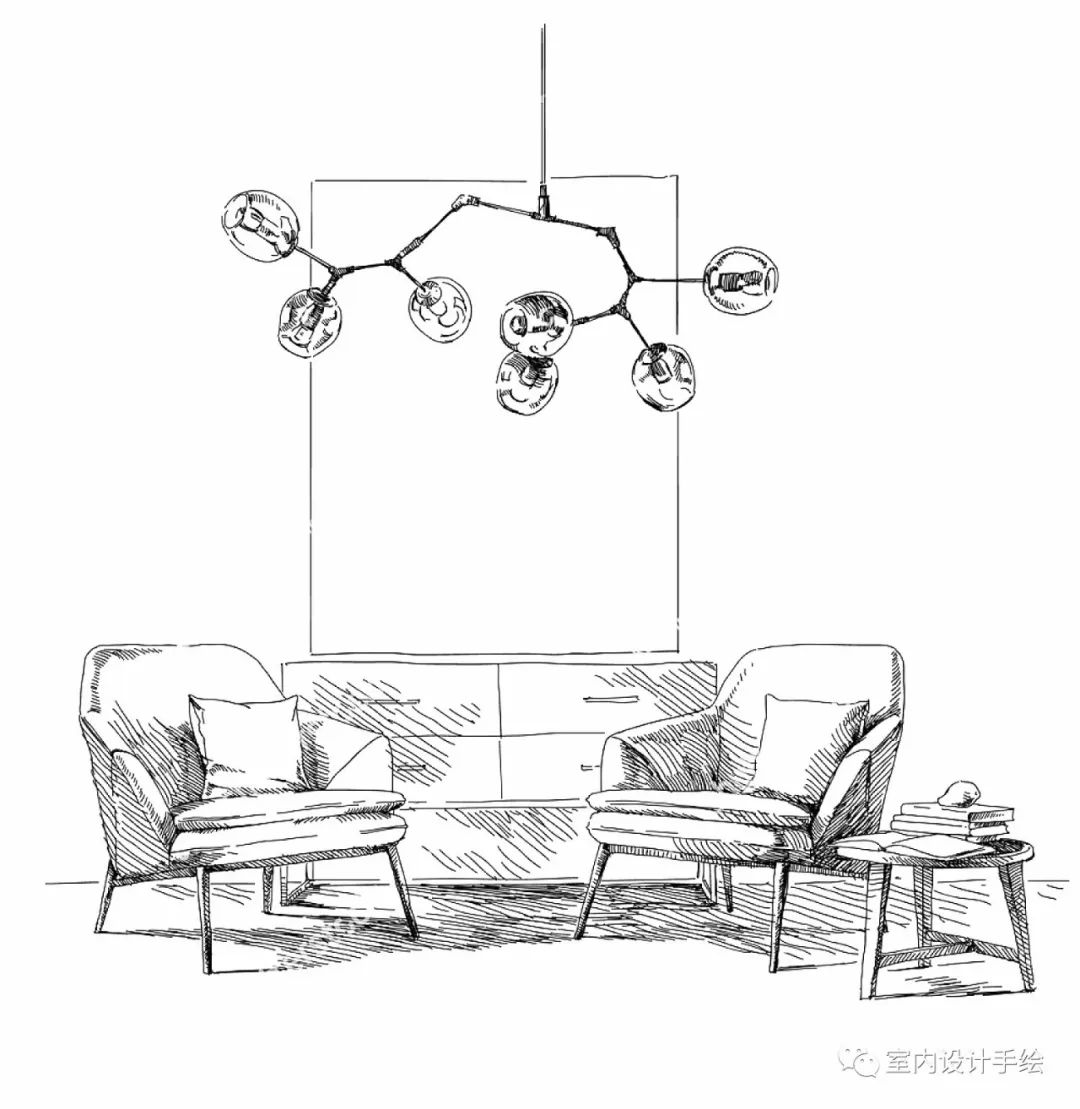 家具组合场景室内设计手绘分享