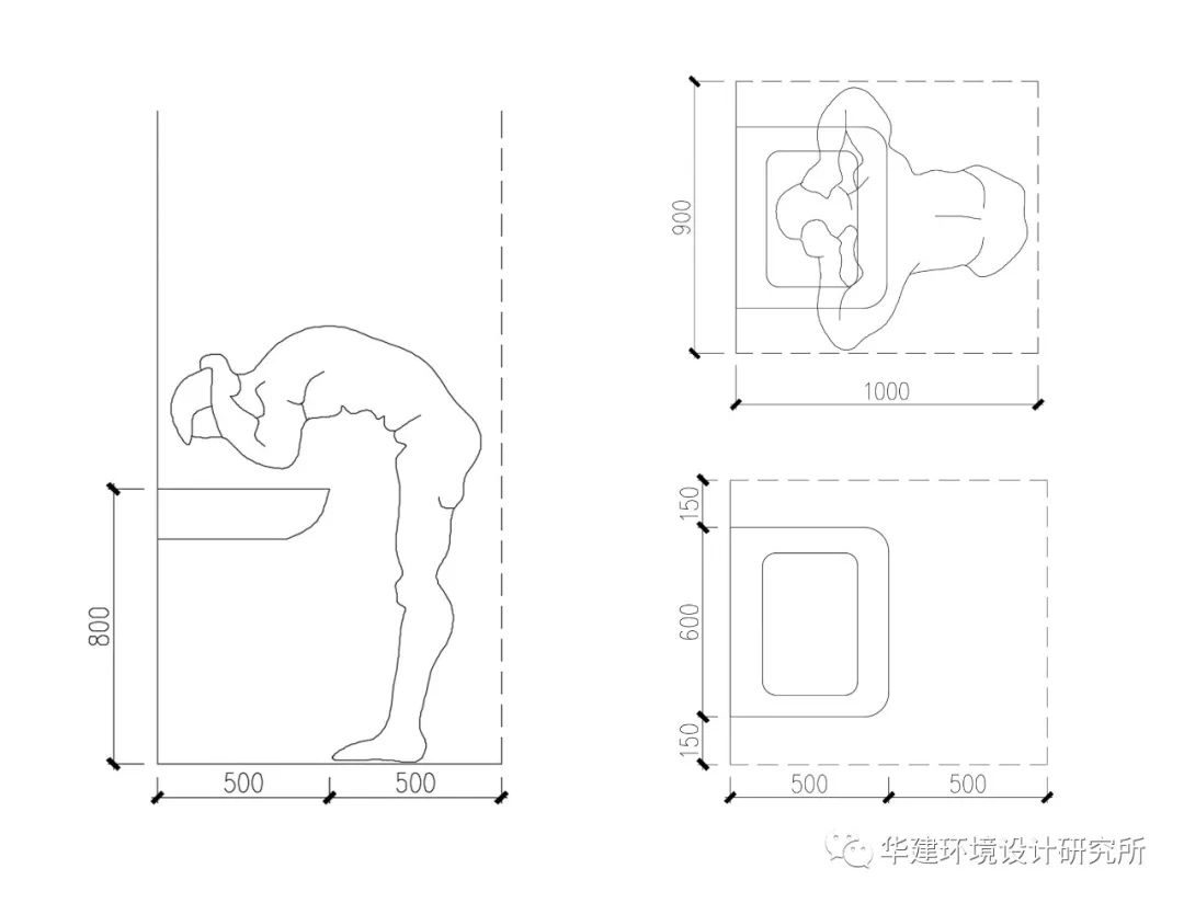 洗手台下方可以设计为洗衣机的摆放点 (注意:洗脸盆为台上盆) 2.