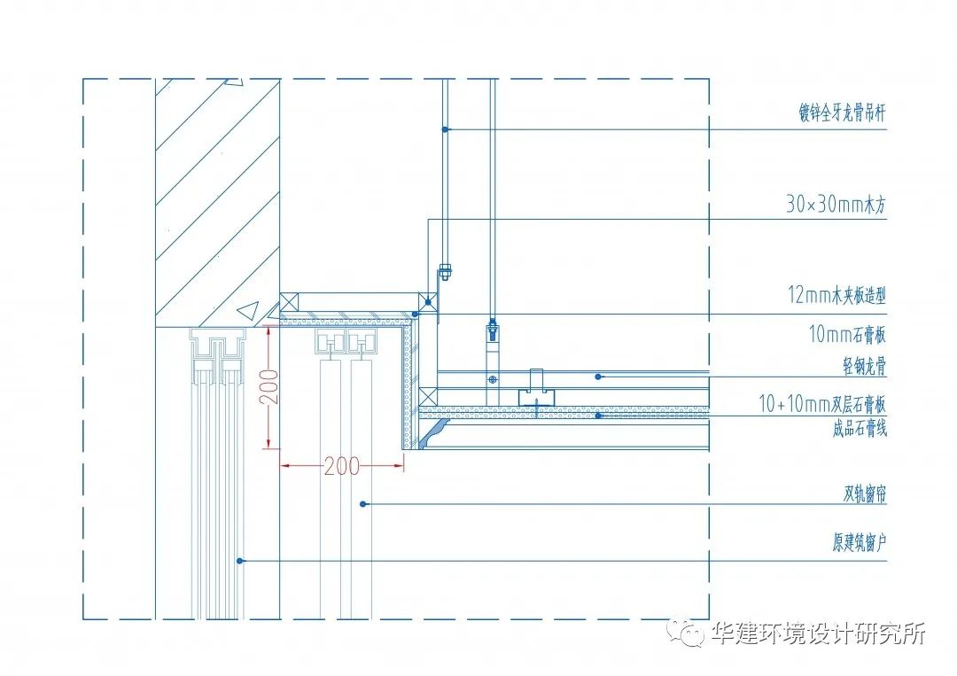 △石膏线窗帘盒通用剖面图