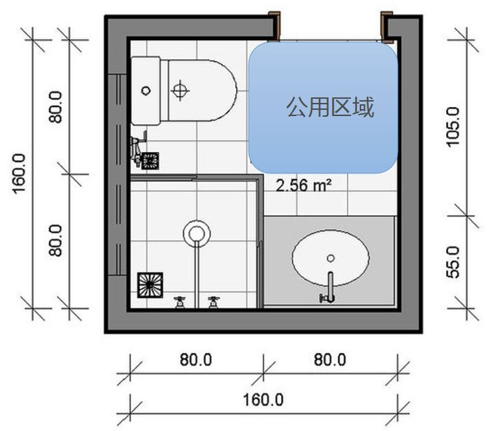 2㎡的小卫生间竟然也能实现干湿分离