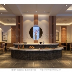 现代中式酒店餐厅3d模型