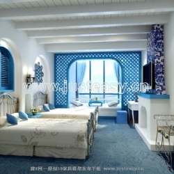地中海客房卧室3d模型