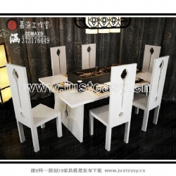 现代中式简约餐桌餐椅组合3d模型