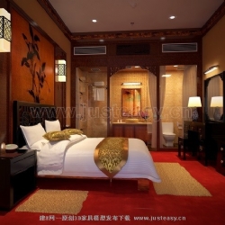 中式酒店客房卧室