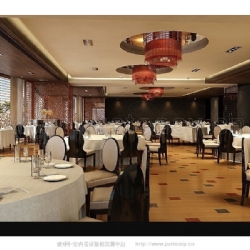 现代中式酒店宴会厅3d模型