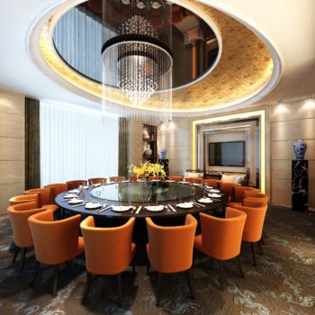 现代中式酒店包间餐厅餐桌椅3d模型