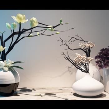 现代新中式花艺花瓶盆栽组合3d模型
