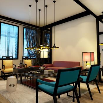 现代新中式客厅沙发椅子茶几组合