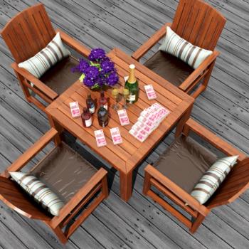 lasun莱欣 实木户外家具桌椅组合3d模型