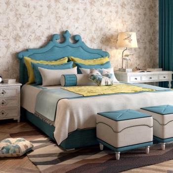 美式乡村卧室床具组合3d模型