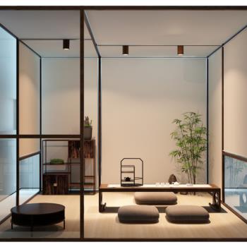 新中式茶室桌椅组合3d模型