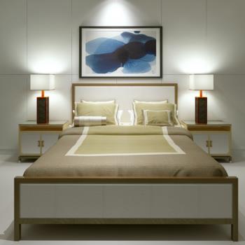 新中式床具组合3d模型
