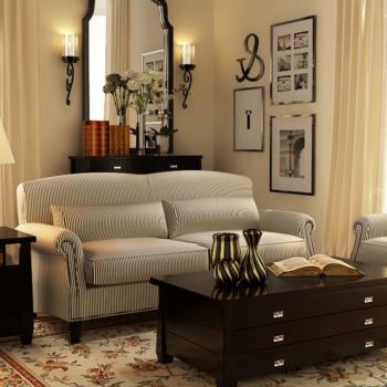 美式沙发椅子茶几组合3d模型