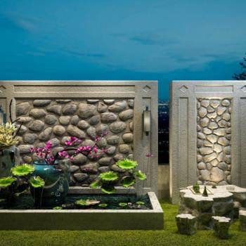 中式景观荷花池组合