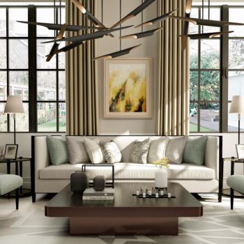 现代美式客厅沙发茶几组合