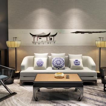 现代新中式客厅沙发茶几组合