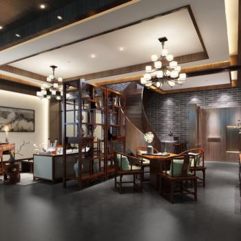 新中式书房3d模型