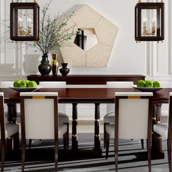 现代美式餐厅餐桌椅组合