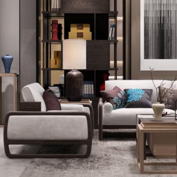 现代新中式客厅沙发椅组合