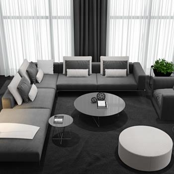 现代极简转角沙发茶几组合3d模型