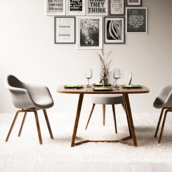 现代北欧餐桌椅子挂画组合