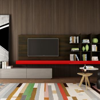 现代电视背景墙座椅子组合3d模型