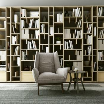 现代北欧书柜书架休闲椅3d模型