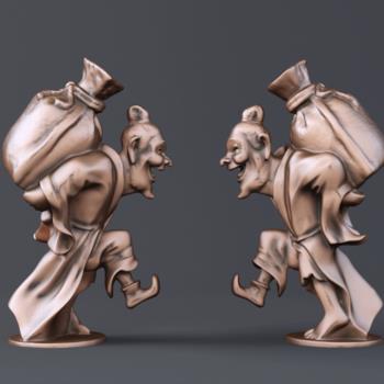 中式人物酒鬼雕塑摆件3d模型