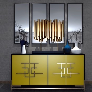 新中式边柜装饰品组合3d模型